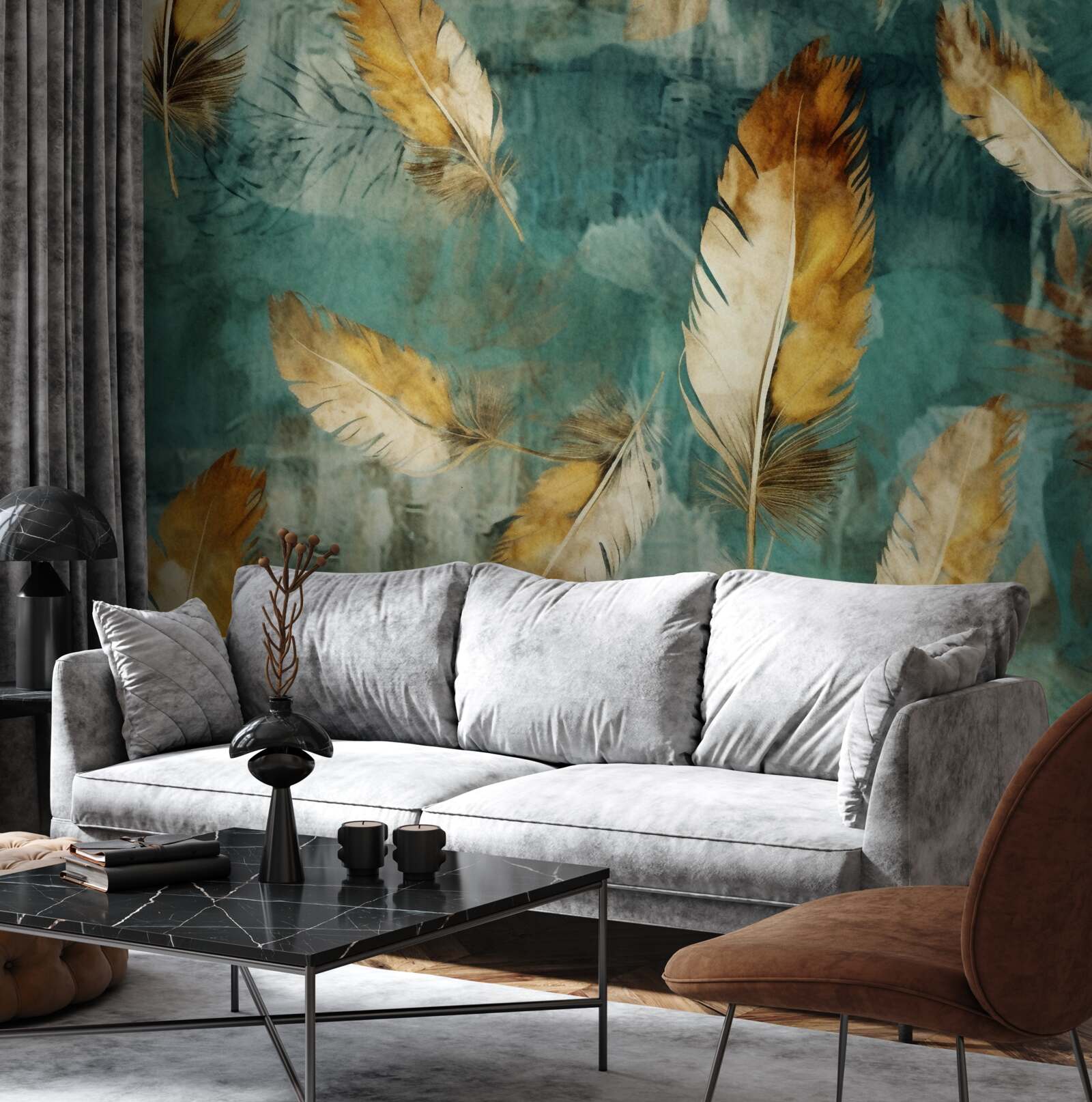 Fototapet frunze abstracte de aur