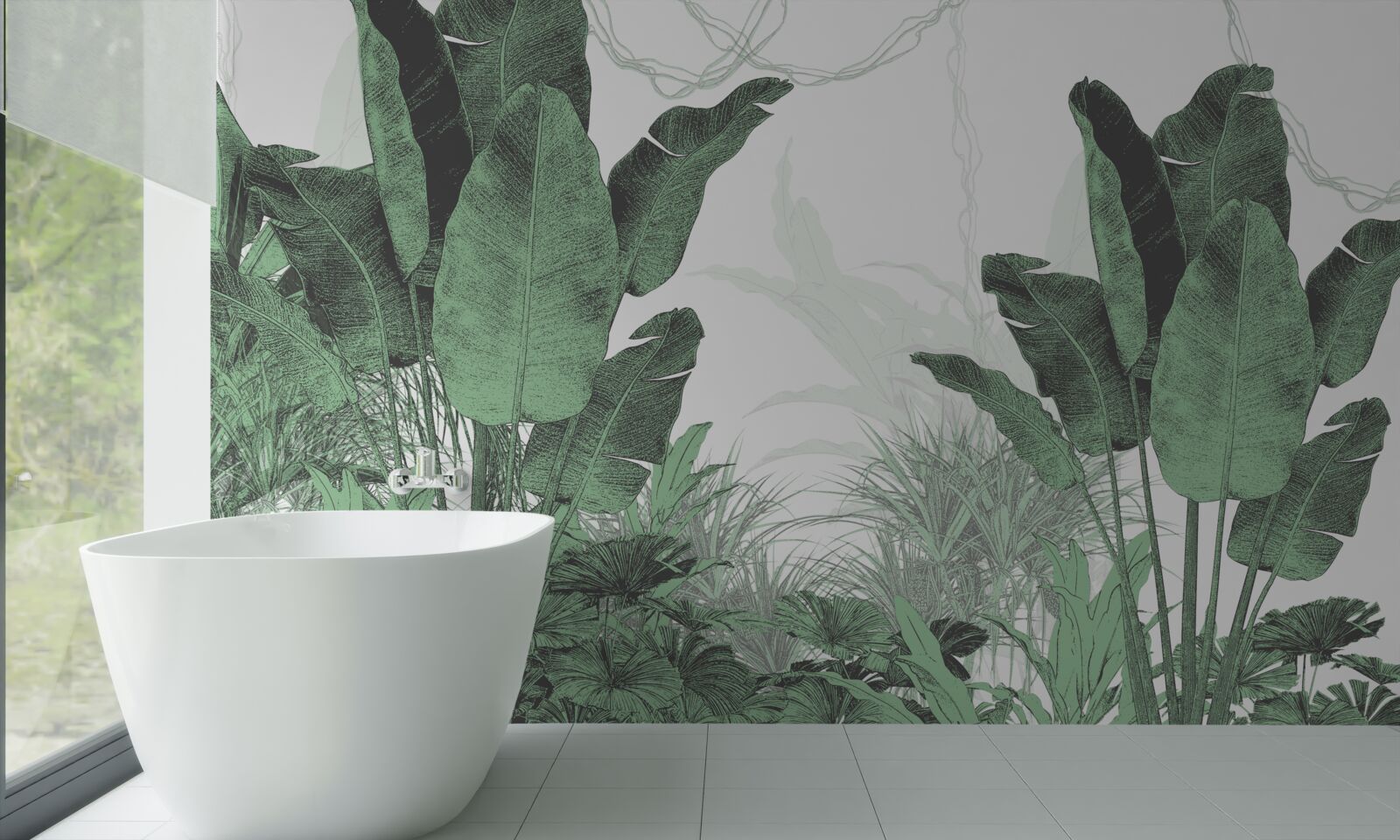 Fototapet frunze tropicale mari de dimensiuni considerabile