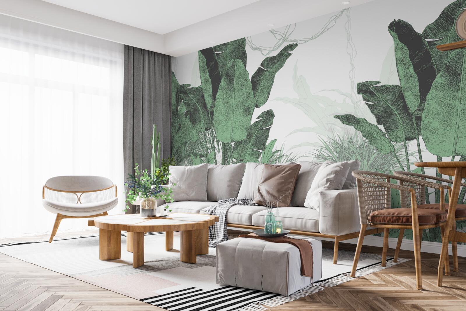 Fototapet frunze tropicale mari de dimensiuni considerabile