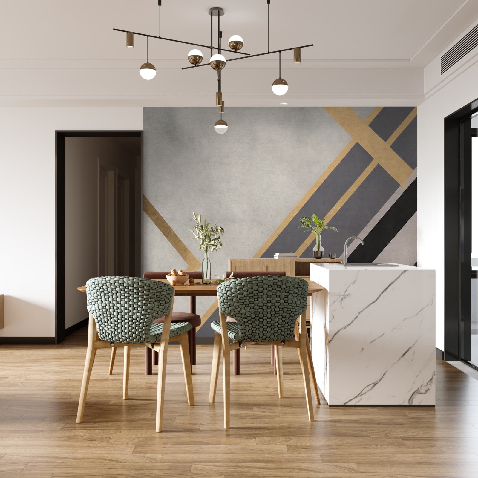 Fototapet liniile colorate de pe plăci sunt distribuite uniform