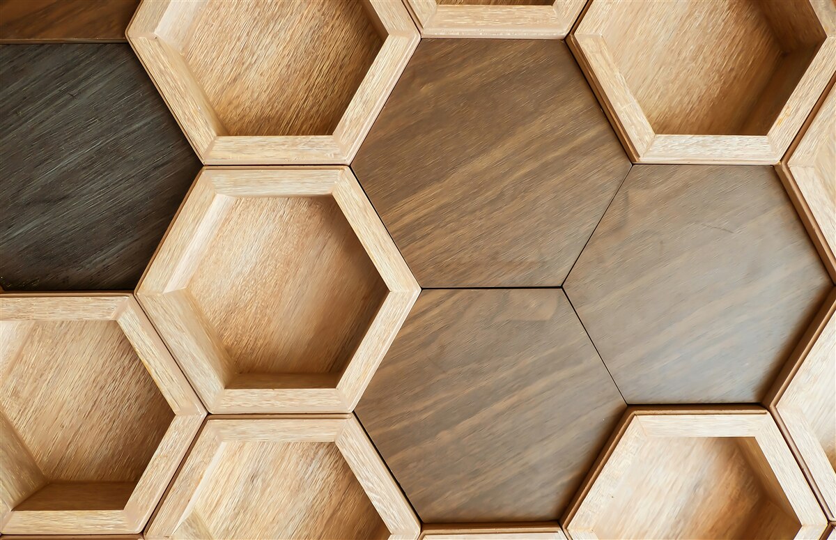 Fototapet celule de lemn multicolore