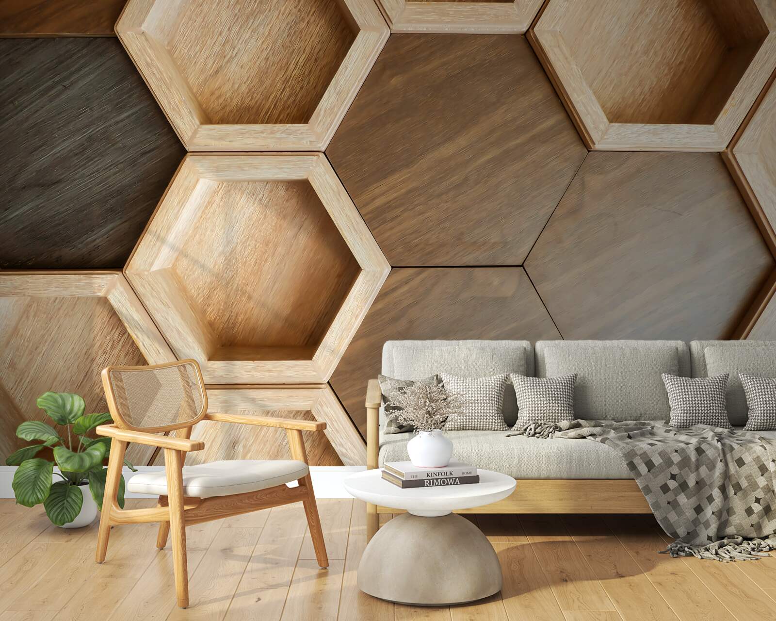 Fototapet celule de lemn multicolore