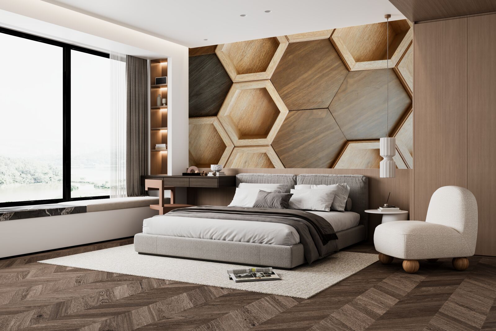 Fototapet celule de lemn multicolore