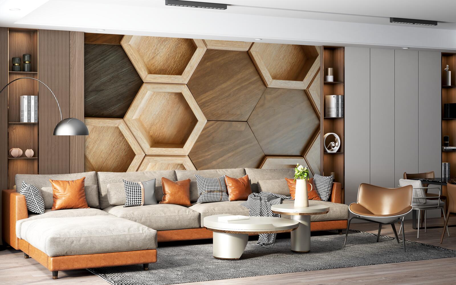 Fototapet celule de lemn multicolore