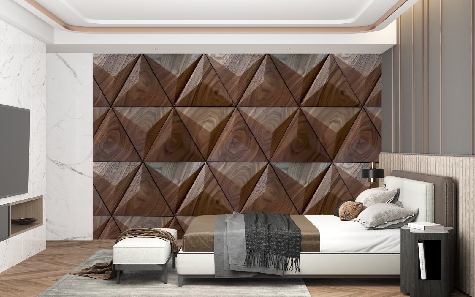 Fototapet forme triunghiulare cu textură de lemn