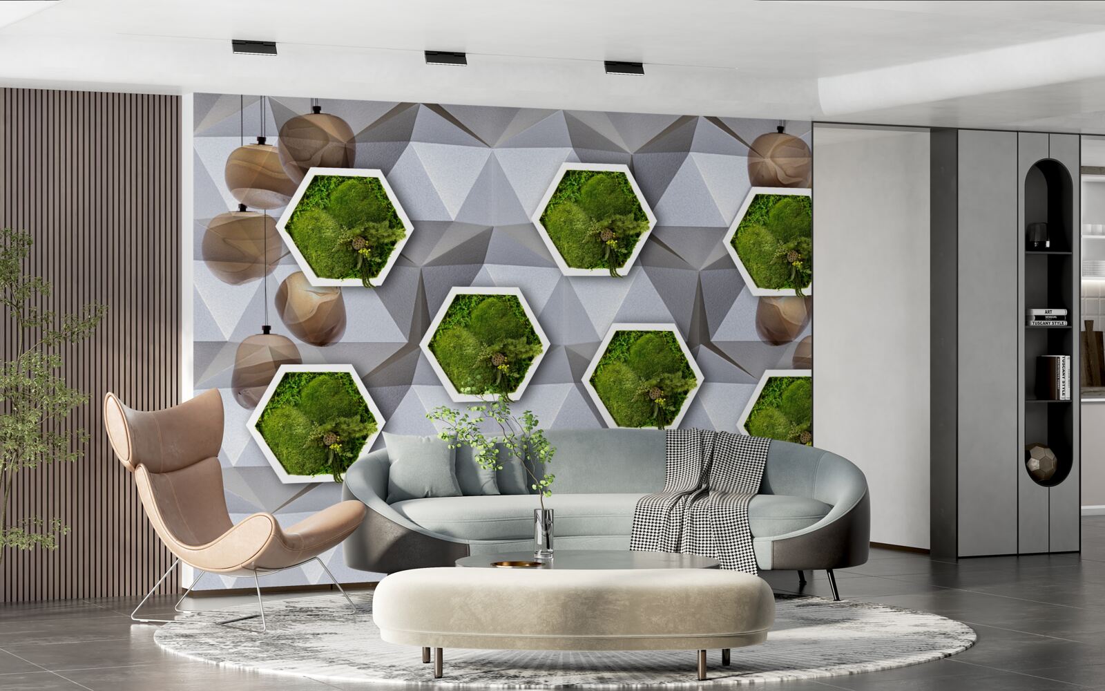 Fototapet plante în formă de pentagon