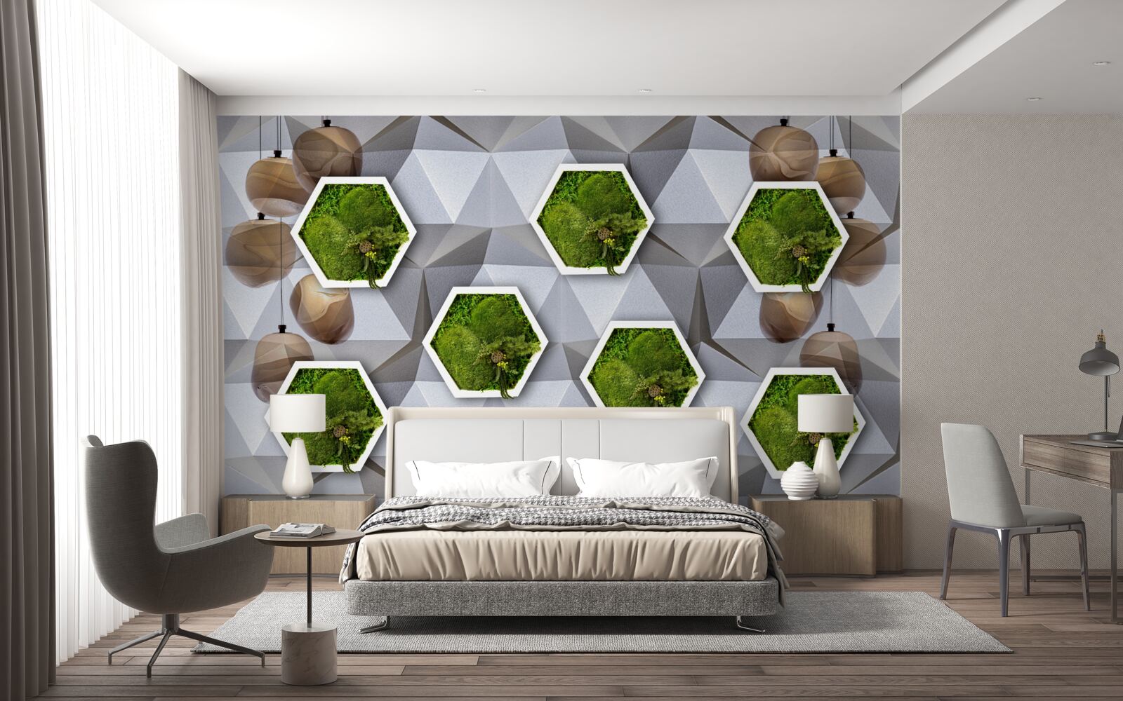 Fototapet plante în formă de pentagon