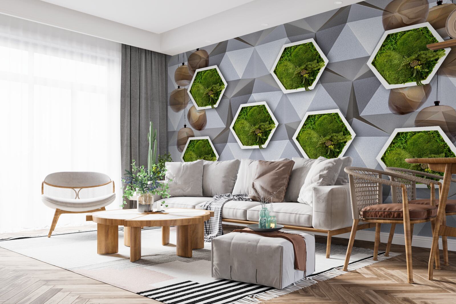 Fototapet plante în formă de pentagon