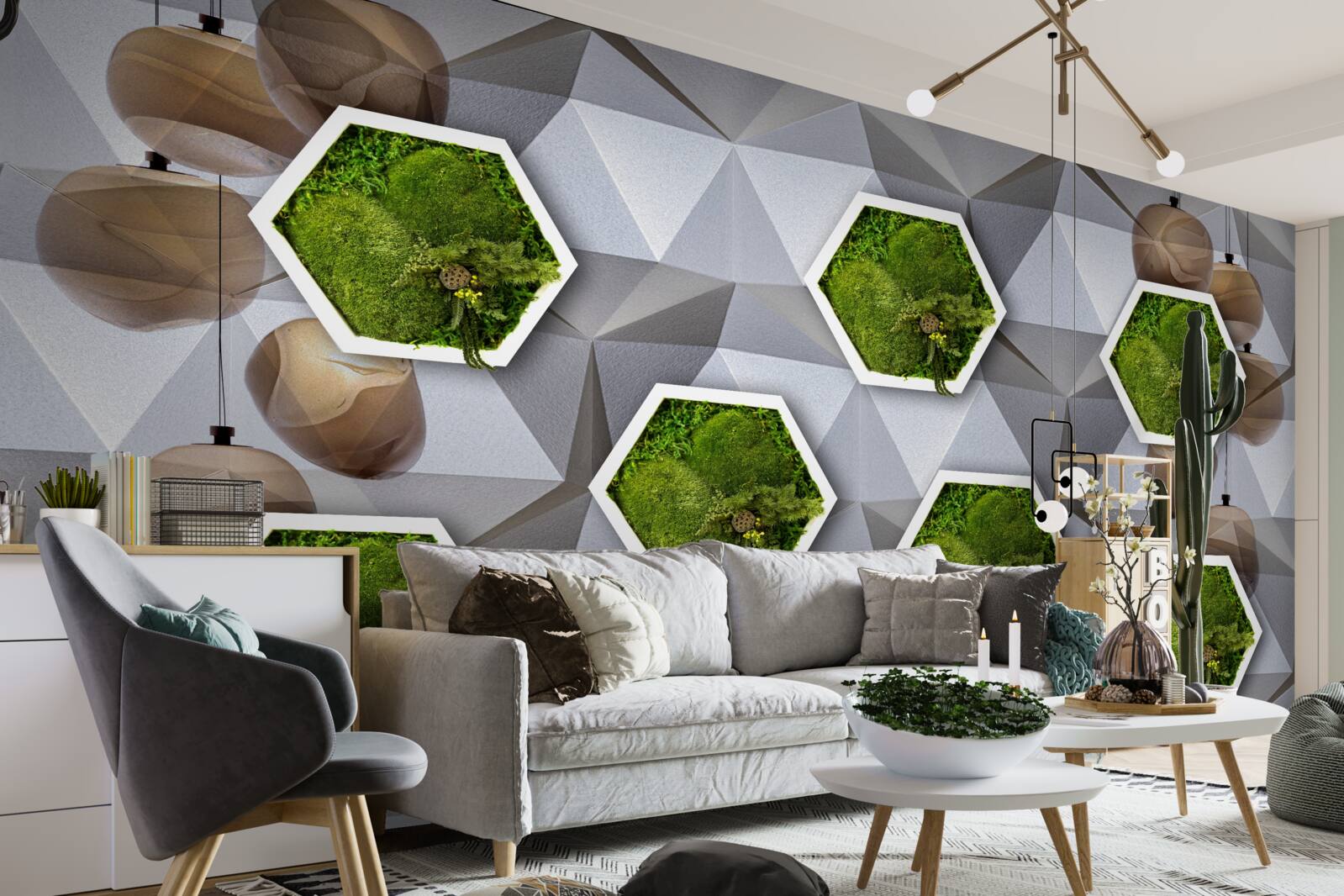 Fototapet plante în formă de pentagon