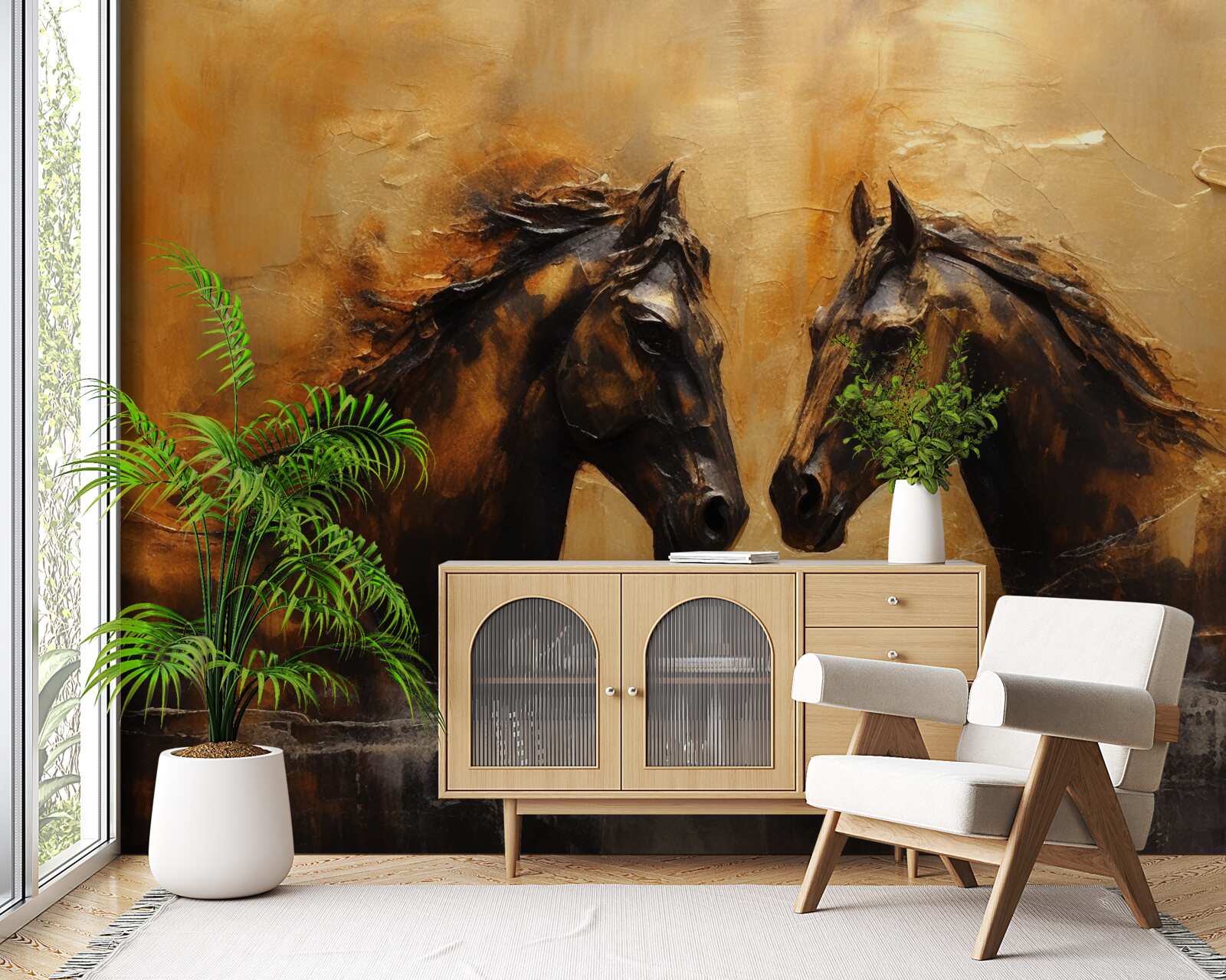 Fototapet doi cai în apă