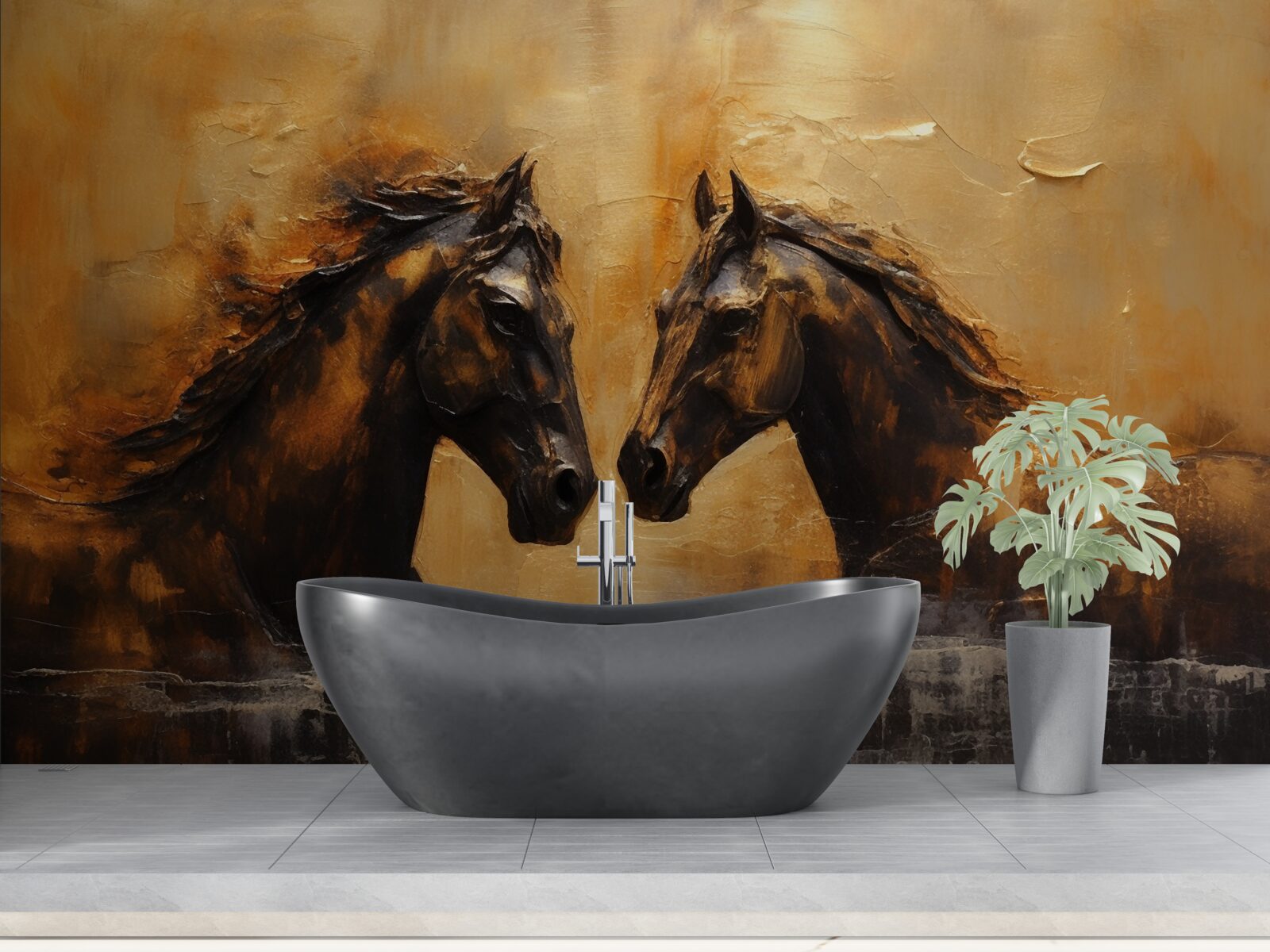 Fototapet doi cai în apă