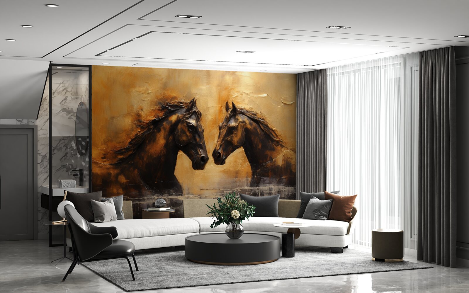 Fototapet doi cai în apă