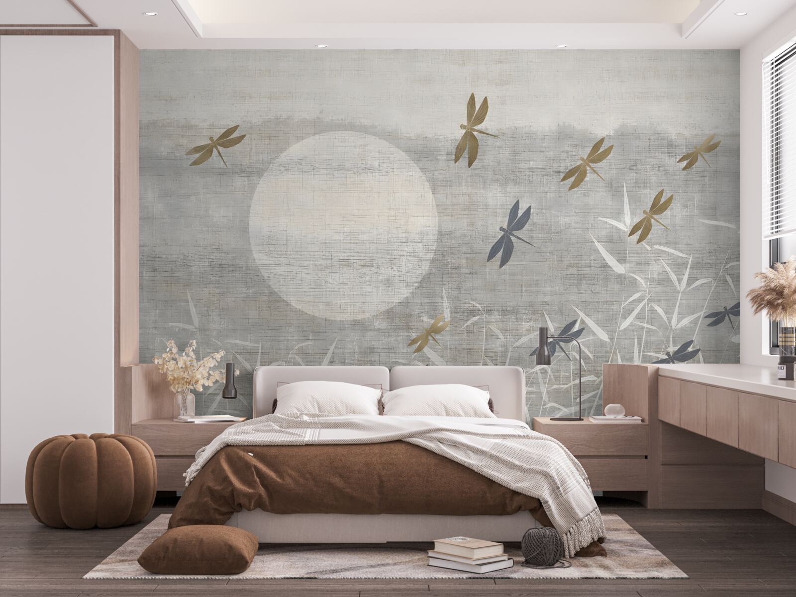 Fototapet libelulele zboară pe câmp