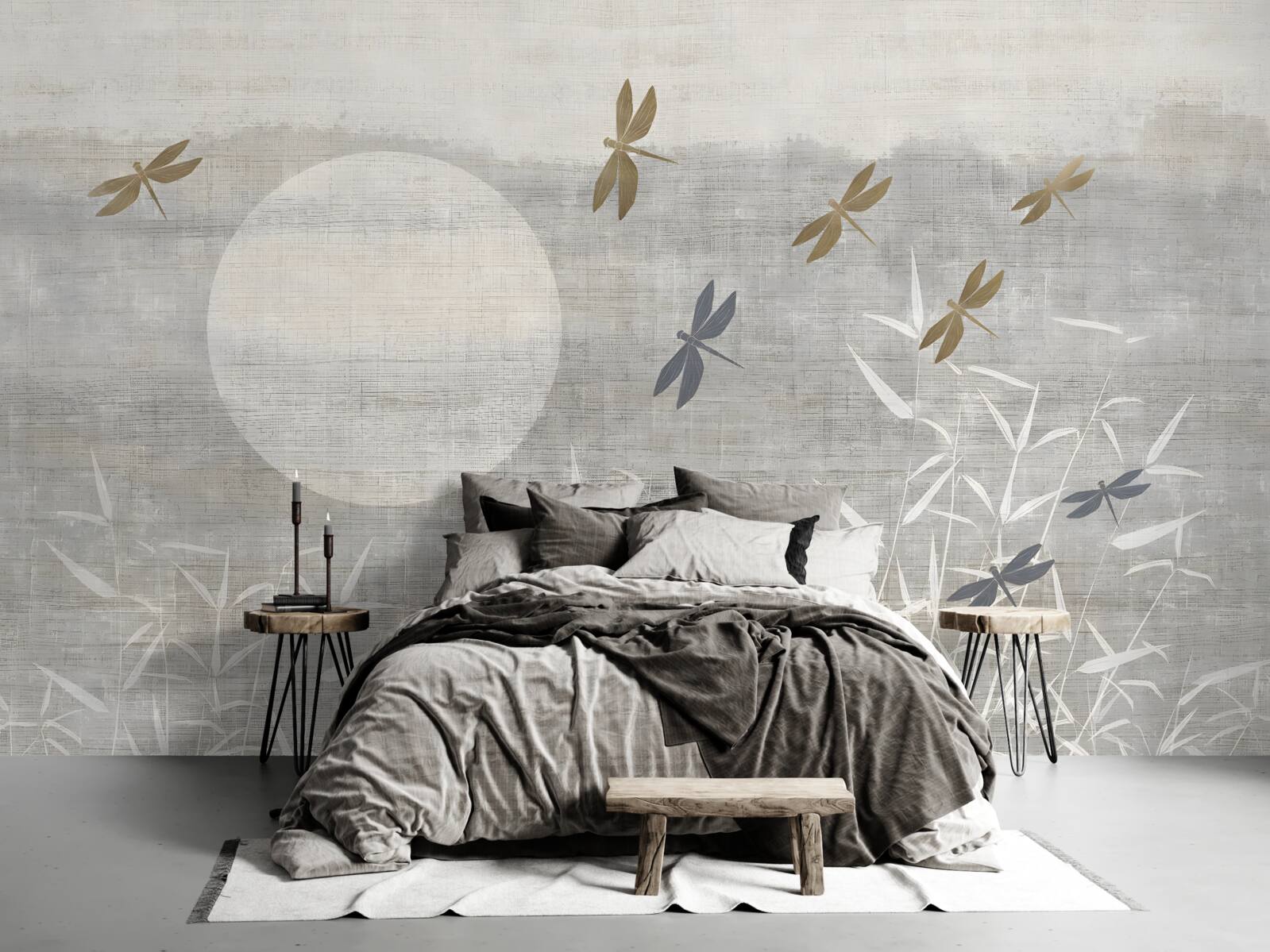 Fototapet libelulele zboară pe câmp