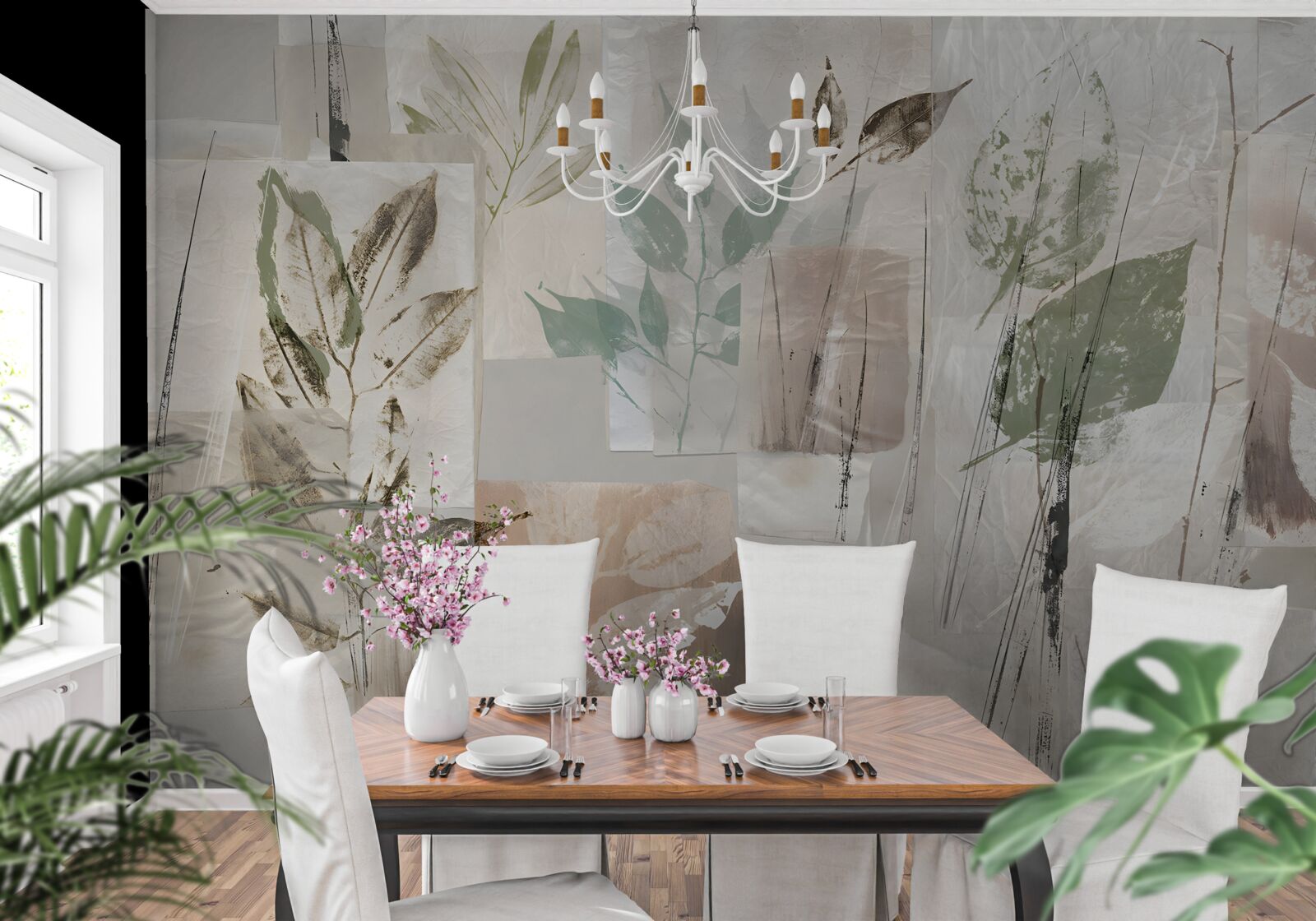 Fototapet contururi de floră exotică