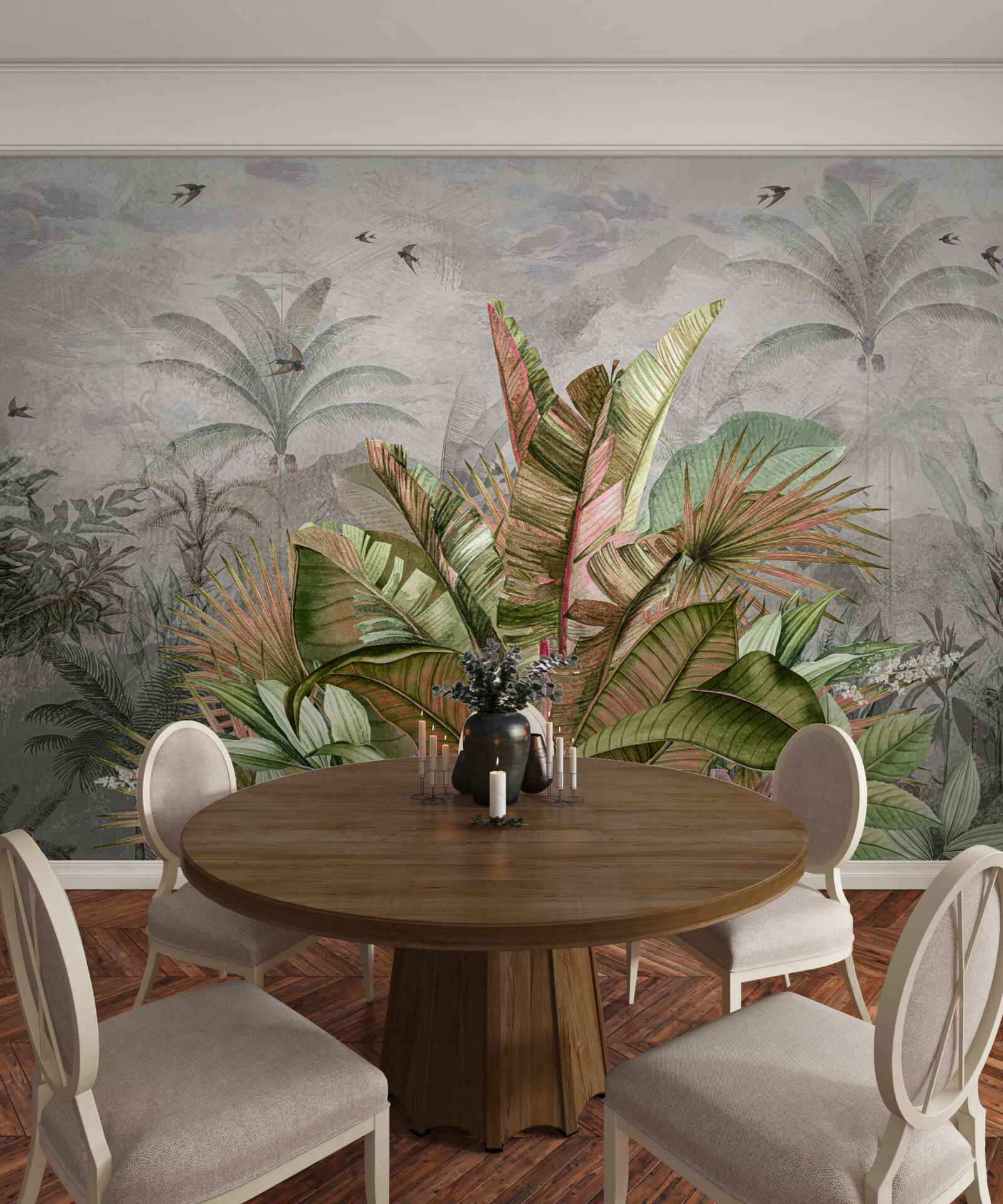 Fototapet compoziție cețoasă de ferigi