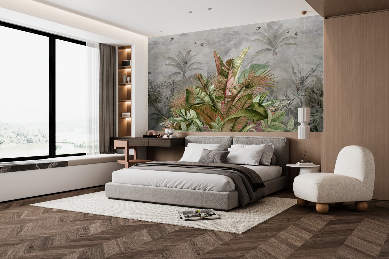 Fototapet compoziție cețoasă de ferigi