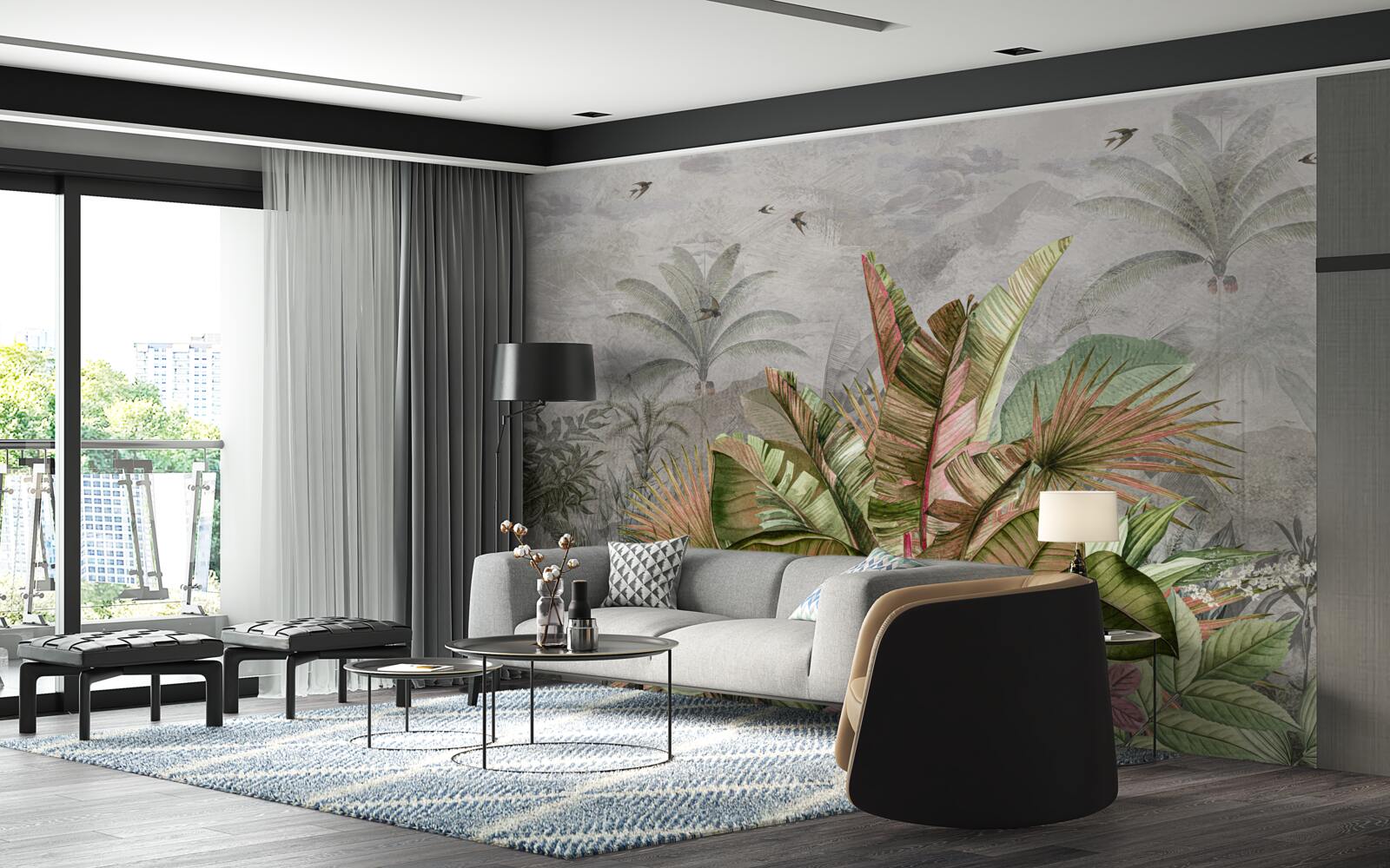 Fototapet compoziție cețoasă de ferigi