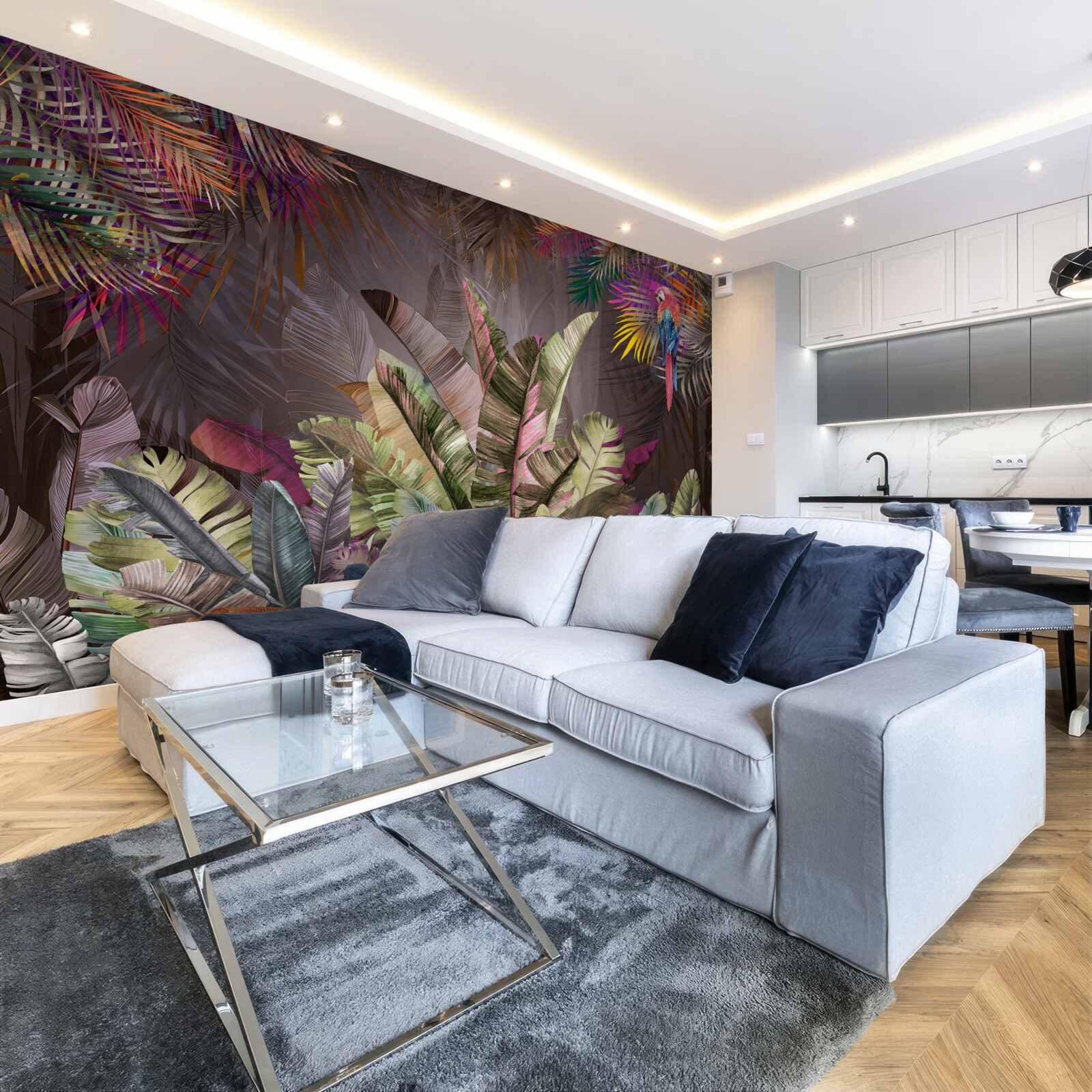 Fototapet frunze bogate de junglă noaptea