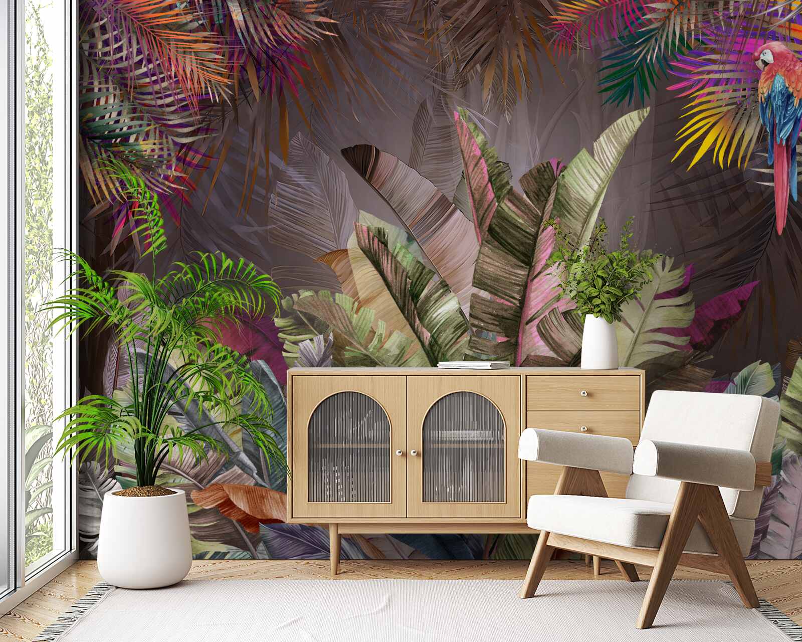 Fototapet frunze bogate de junglă noaptea