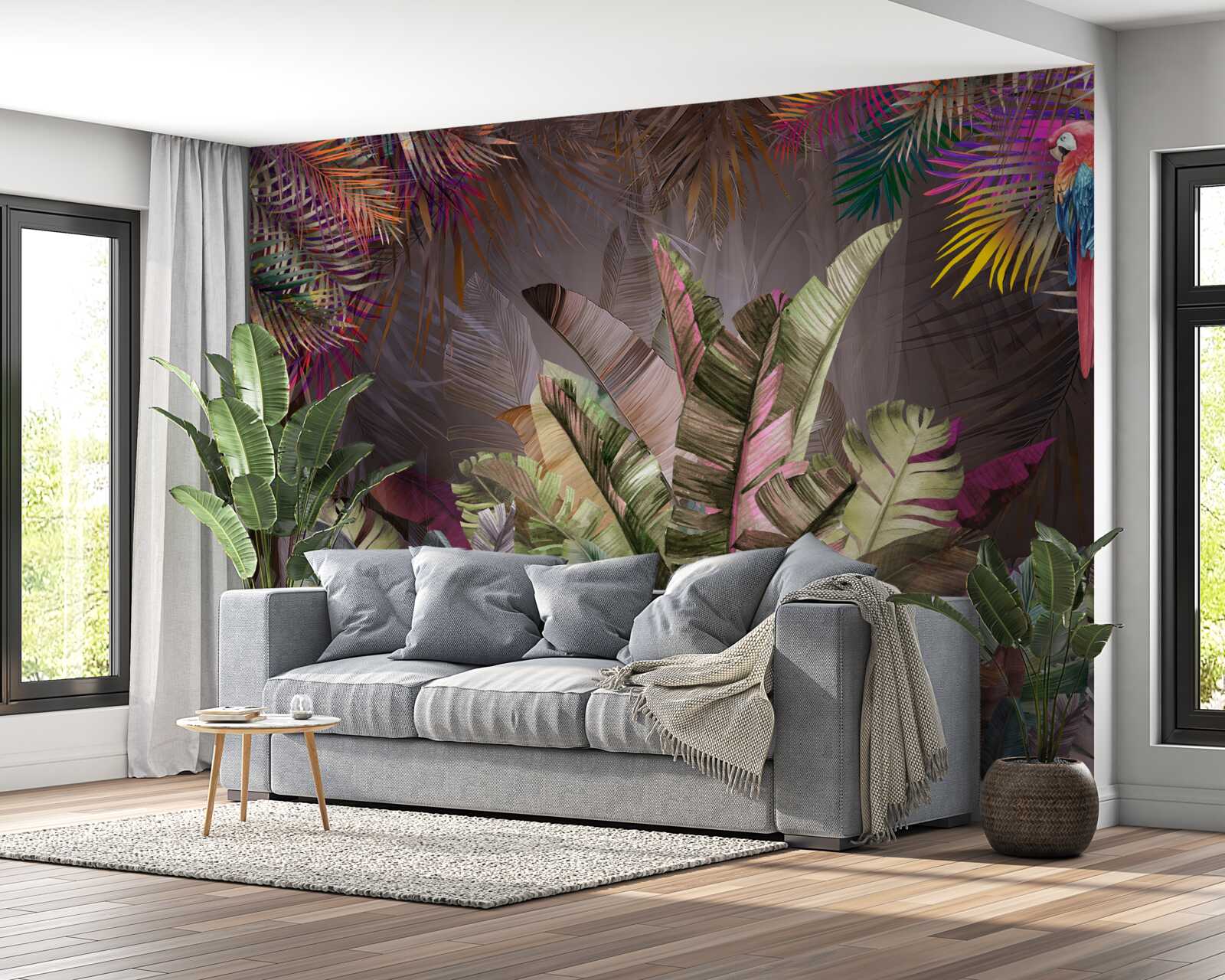 Fototapet frunze bogate de junglă noaptea