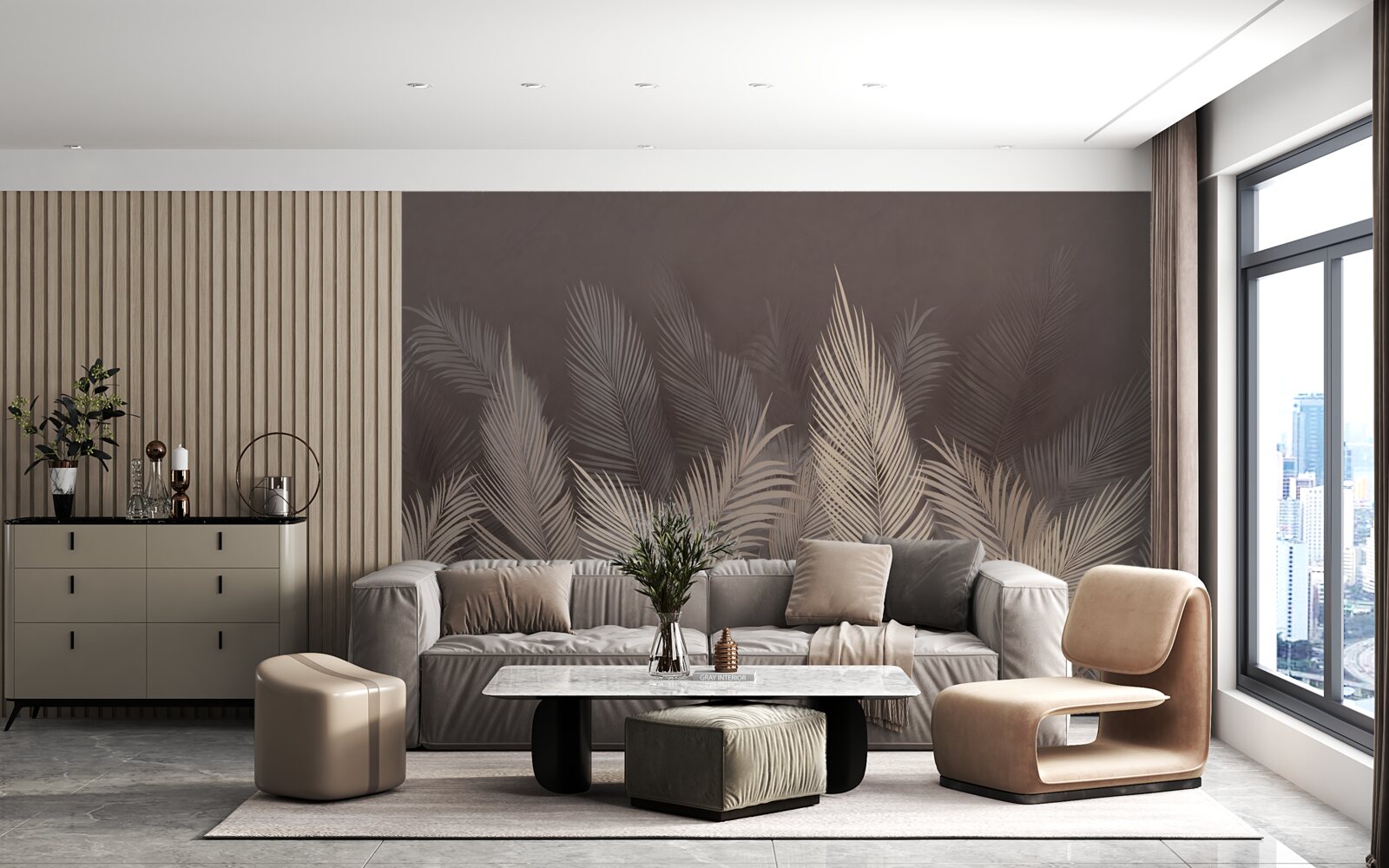 Fototapet ferigi verzi luxuriante seara