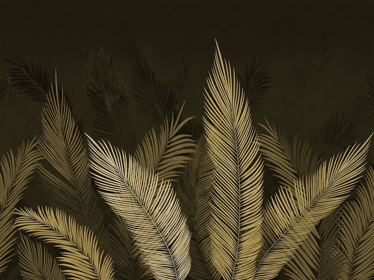 Fototapet frunze de ferigă în pădurea de noapte