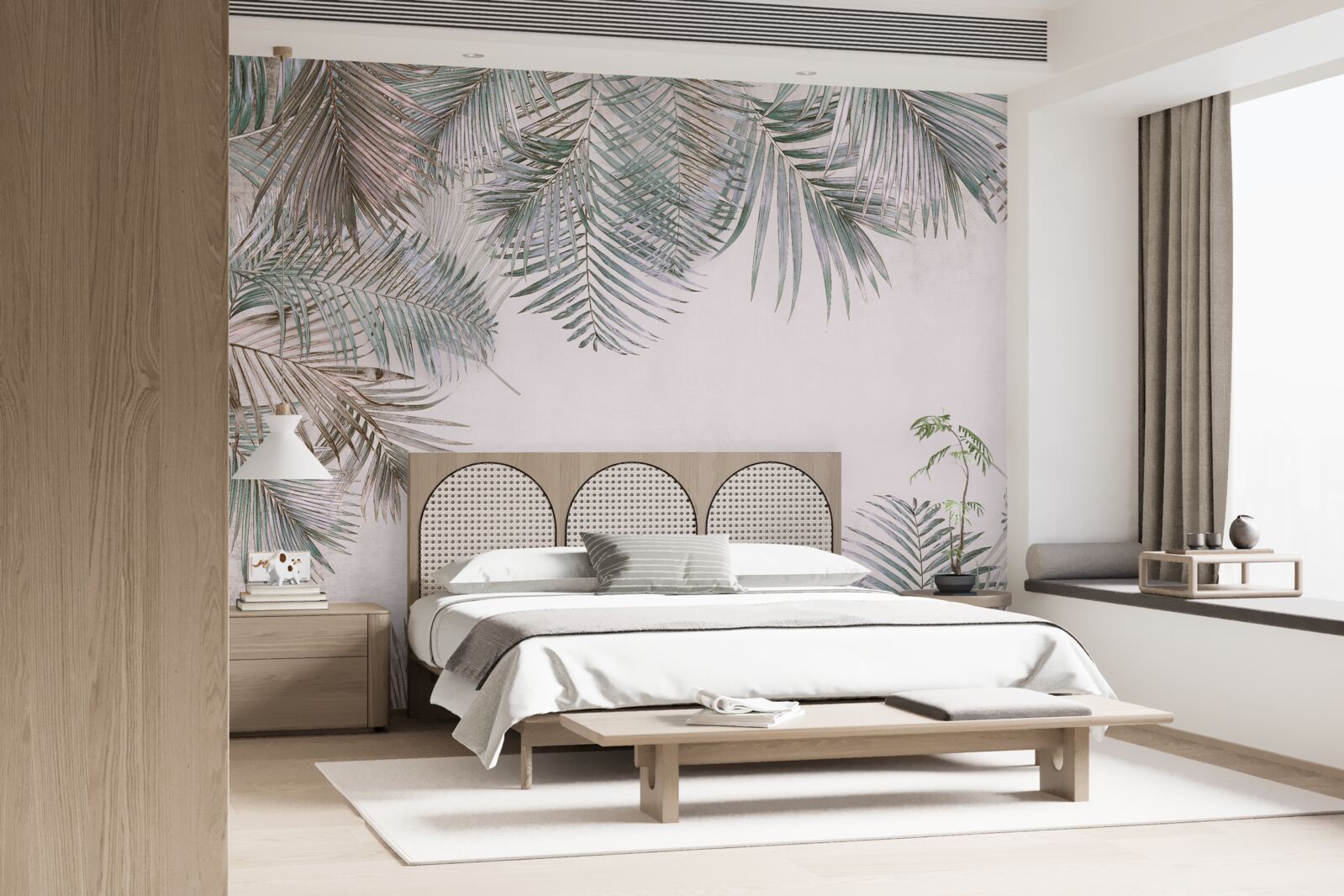 Fototapet frunze de ferigă luxuriante pe un fundal gri