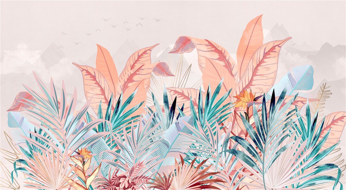 Fototapet frunze de ferigă în toate culorile