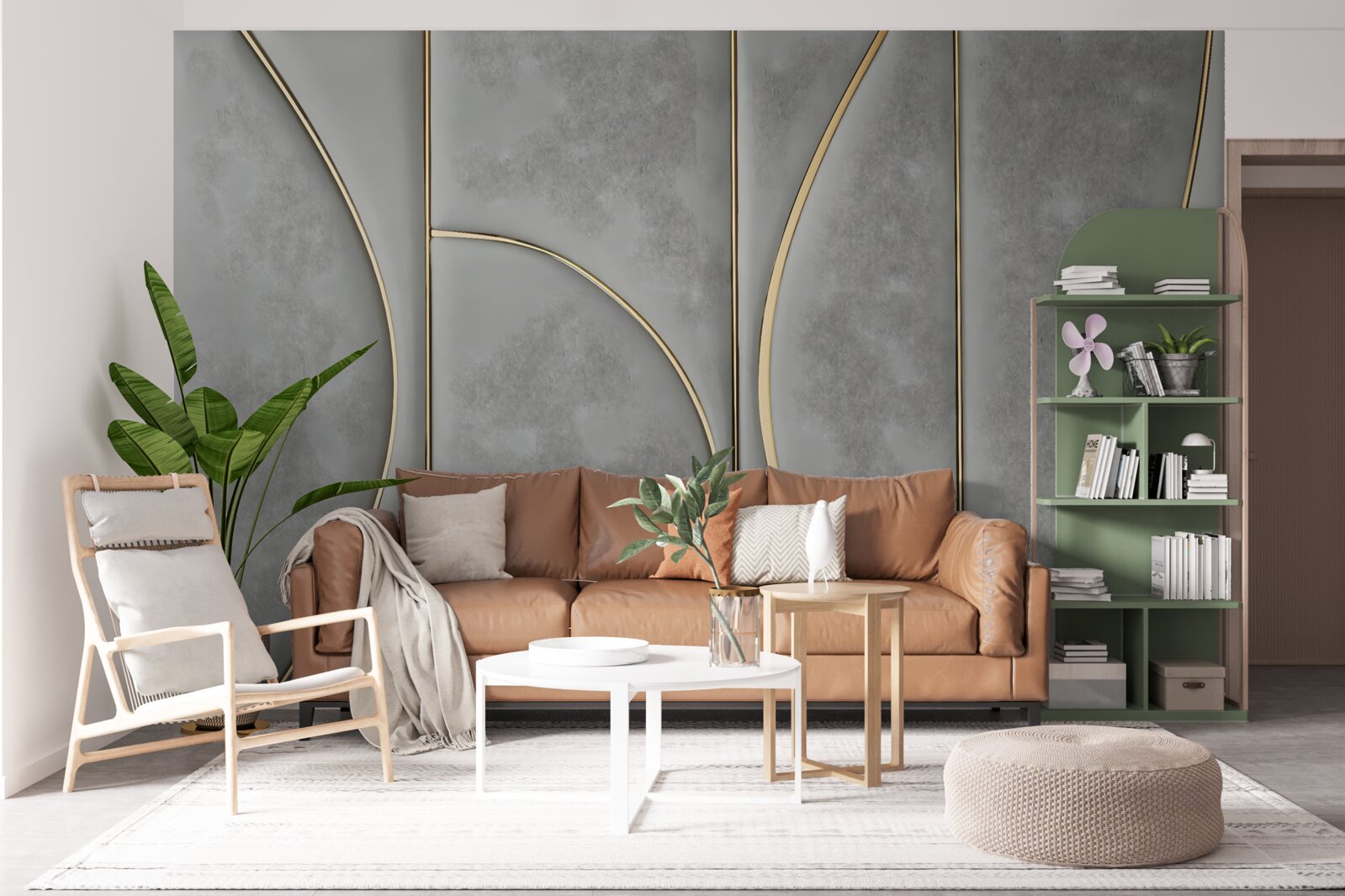 Fototapet textură gri cu linii aurii