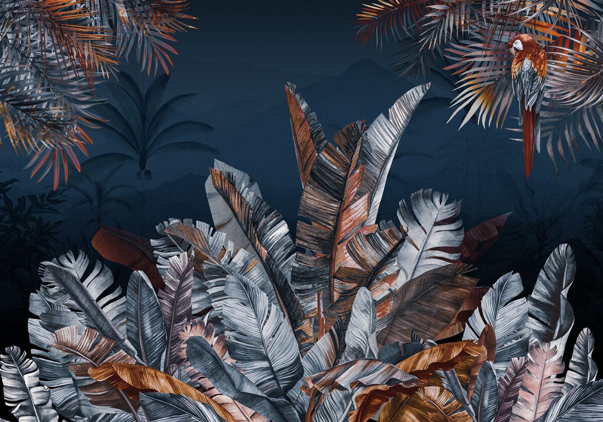 Fototapet junglă de noapte și ferigă