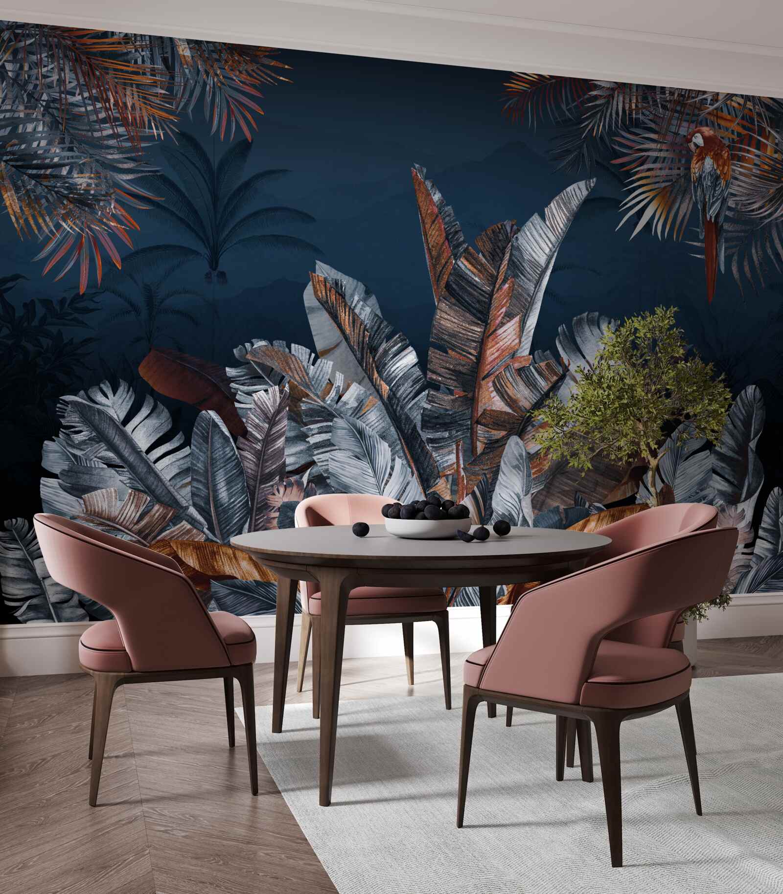 Fototapet junglă de noapte și ferigă