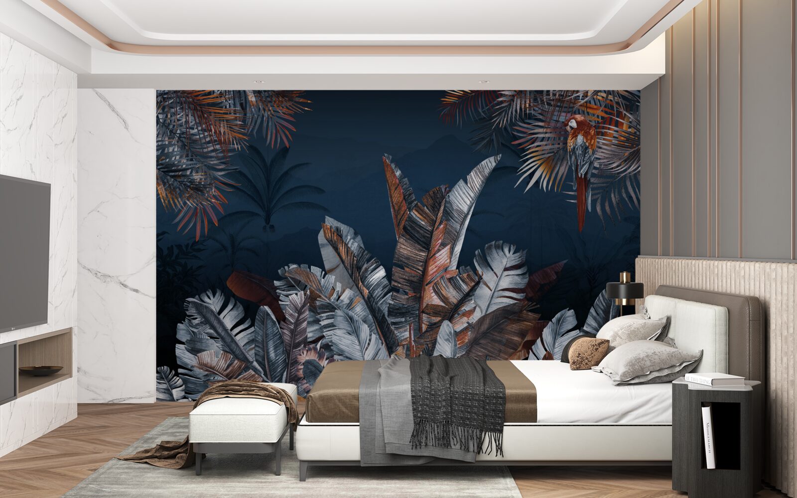 Fototapet junglă de noapte și ferigă