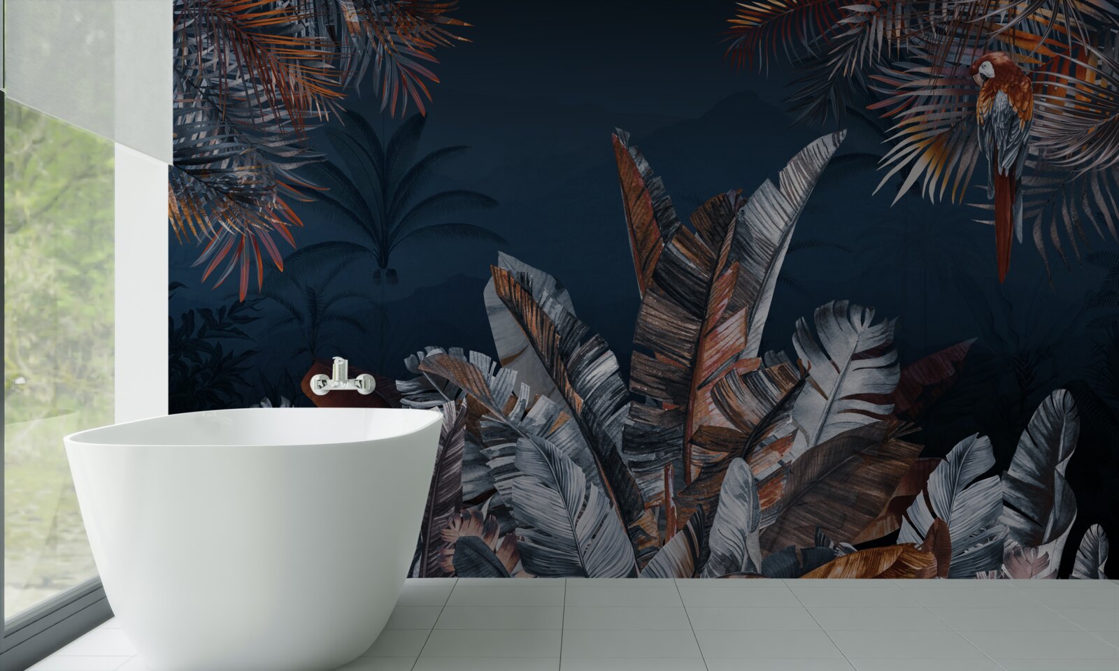 Fototapet junglă de noapte și ferigă