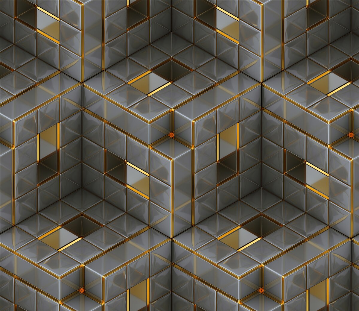 Fototapet cuburi 3d cu elemente de aur