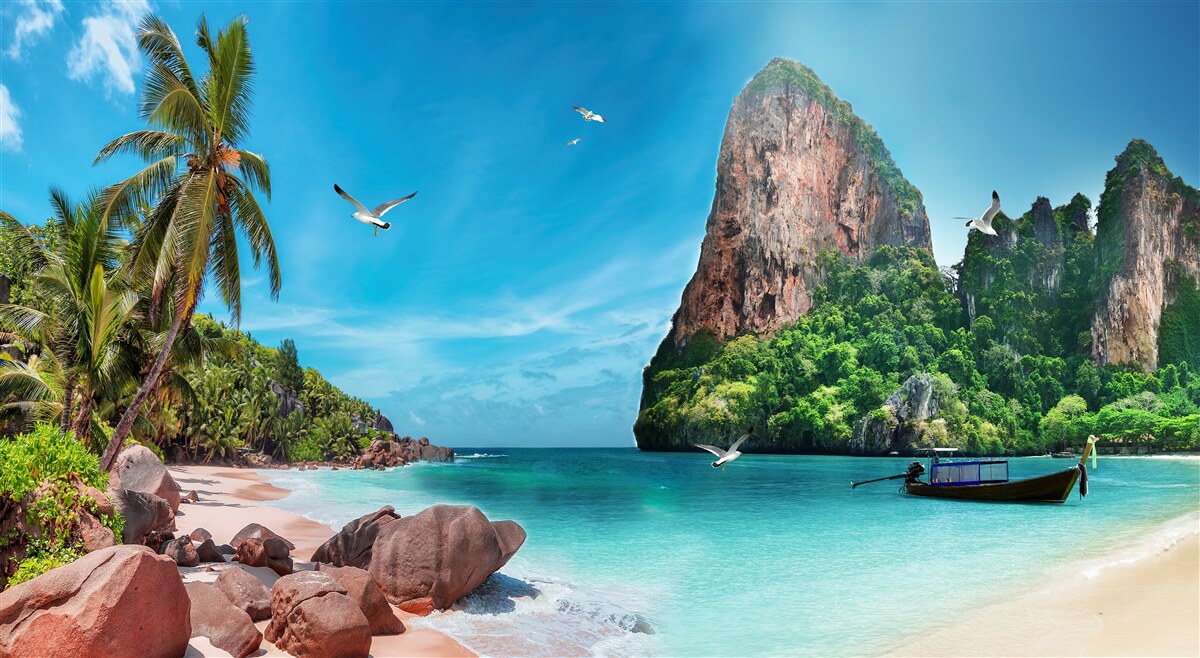 Fototapet peisaj cu munți la tropice