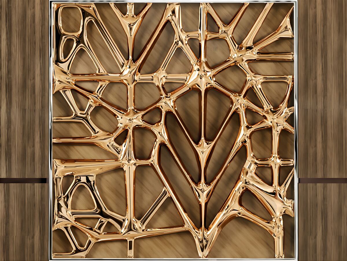 Fototapet linii aurii abstracte pe o suprafață de lemn