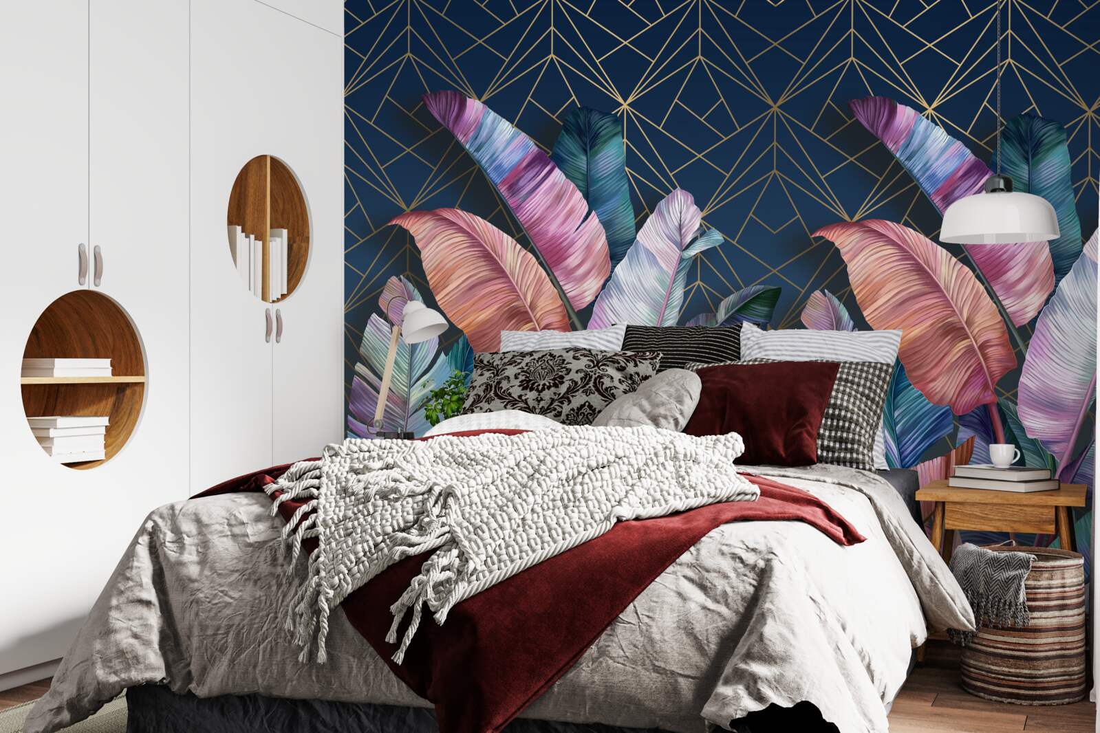 Fototapet noaptea frunzele de ferigă strălucesc puternic