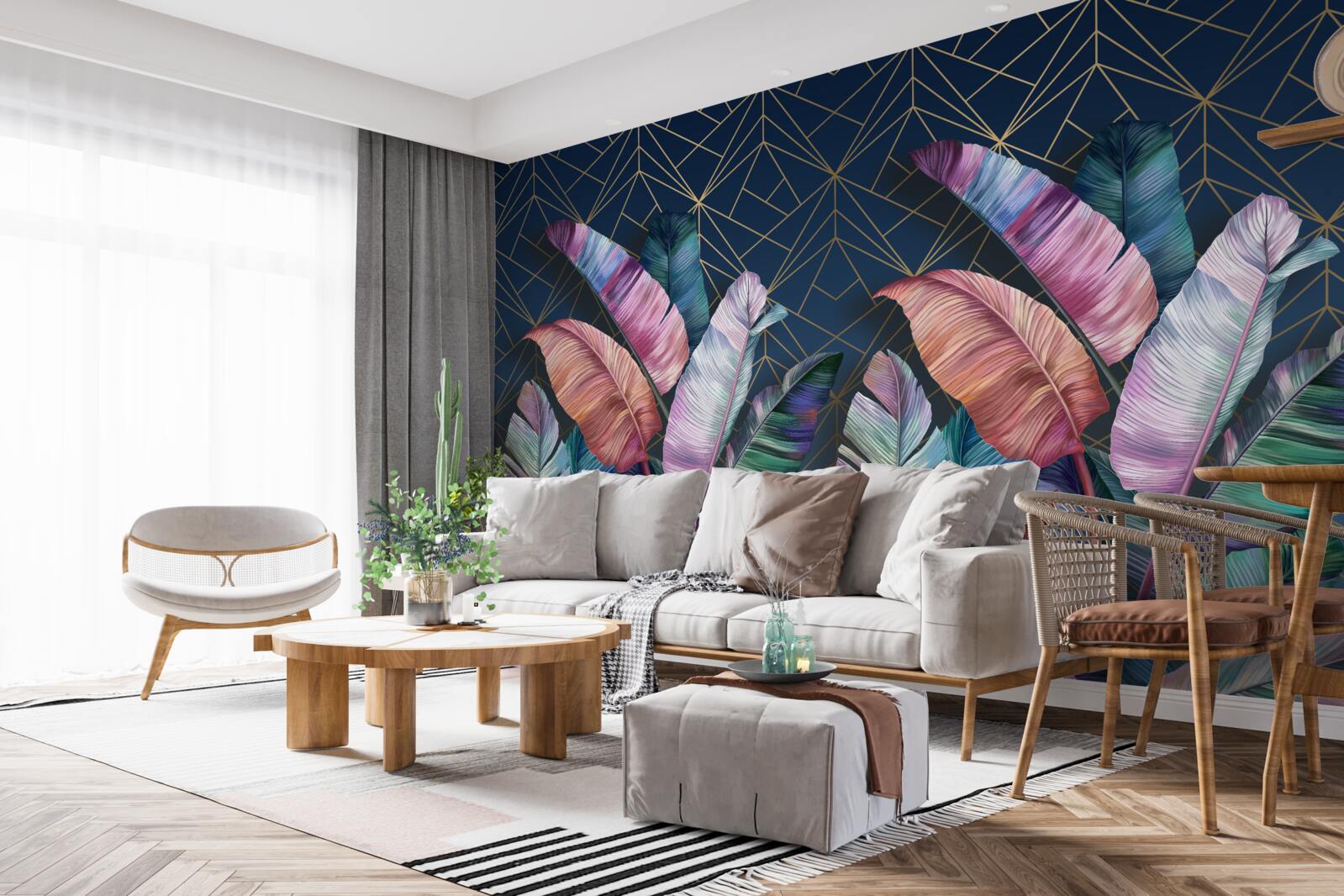 Fototapet noaptea frunzele de ferigă strălucesc puternic