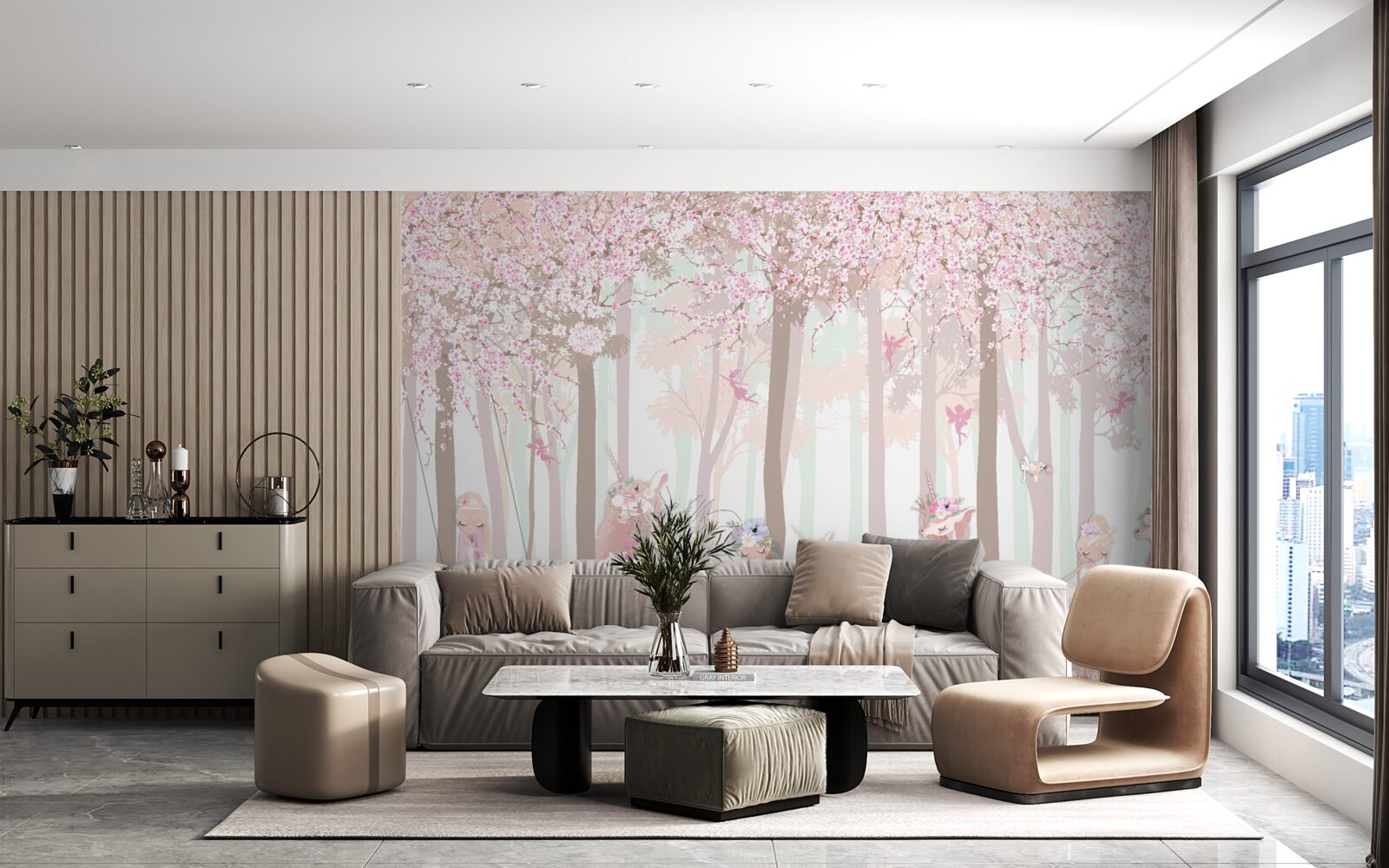 Fototapet în pădurea de primăvară animalele dansează