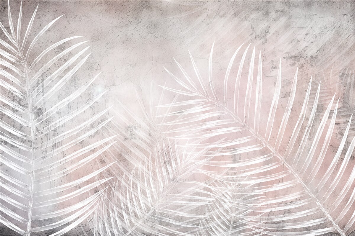 Fototapet frunze albe largi pe un fundal moale