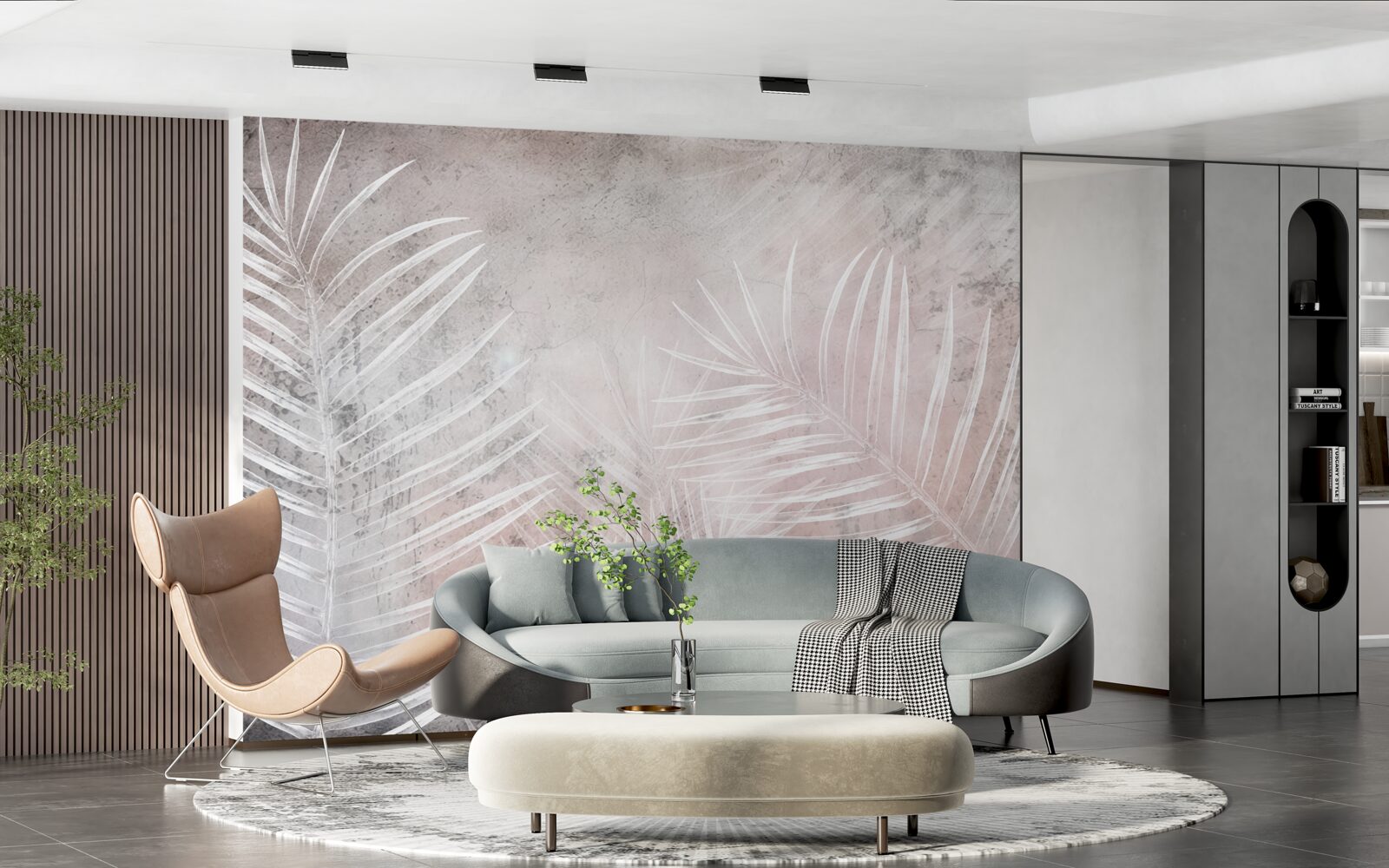 Fototapet frunze albe largi pe un fundal moale