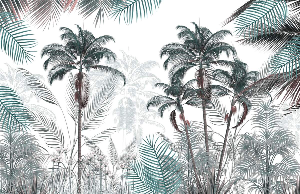 Fototapet păduri tropicale, palmieri și ferigi