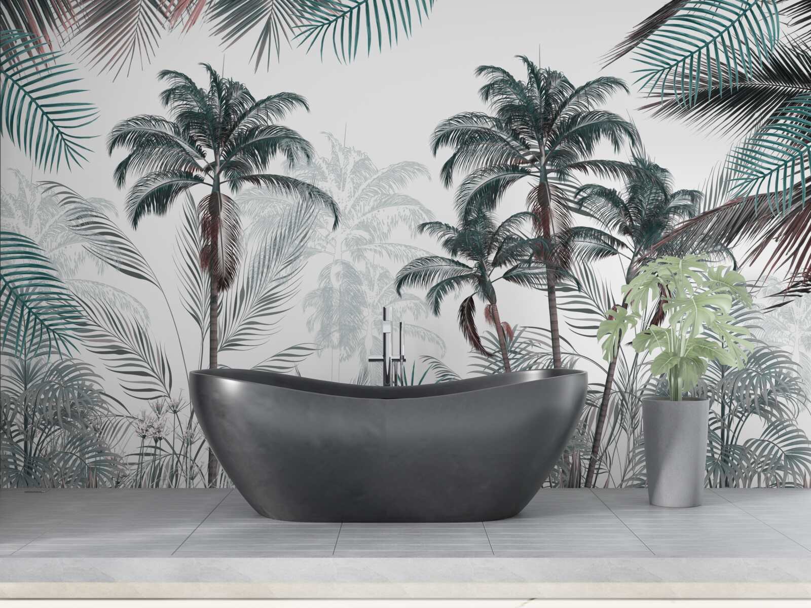 Fototapet păduri tropicale, palmieri și ferigi