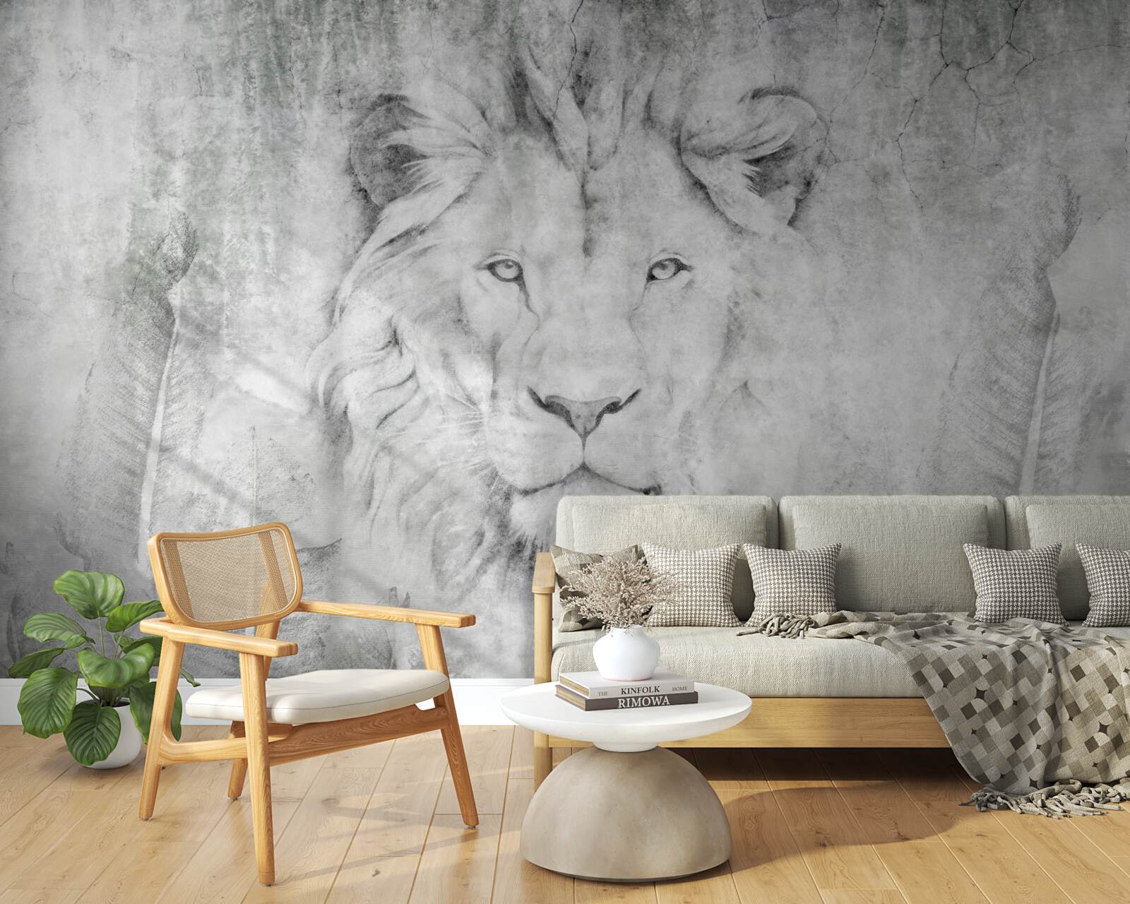 Fototapet viziunea unui leu într-o regiune tropicală