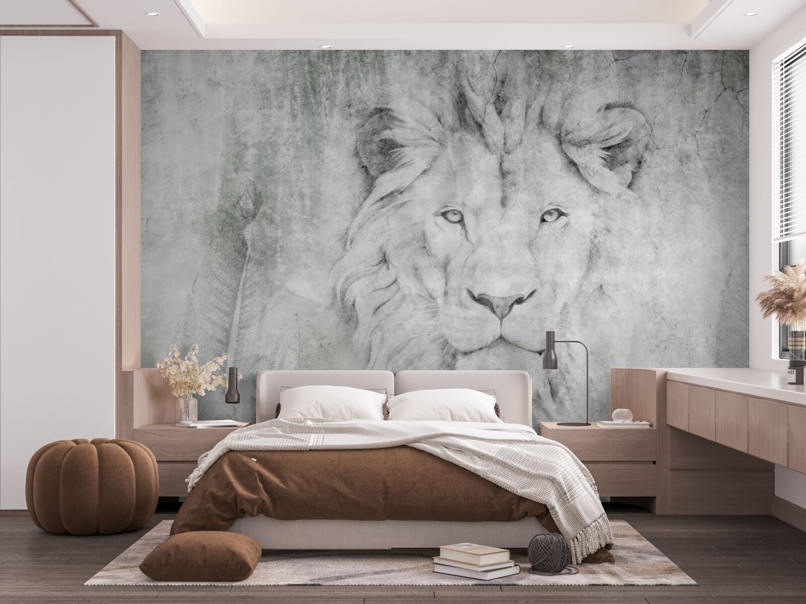 Fototapet viziunea unui leu într-o regiune tropicală