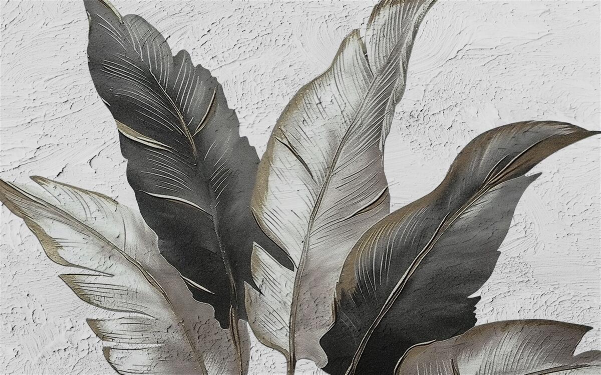 Fototapet frunzele mari sunt verzi și albe