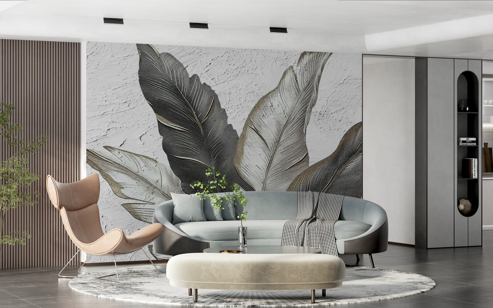 Fototapet frunzele mari sunt verzi și albe