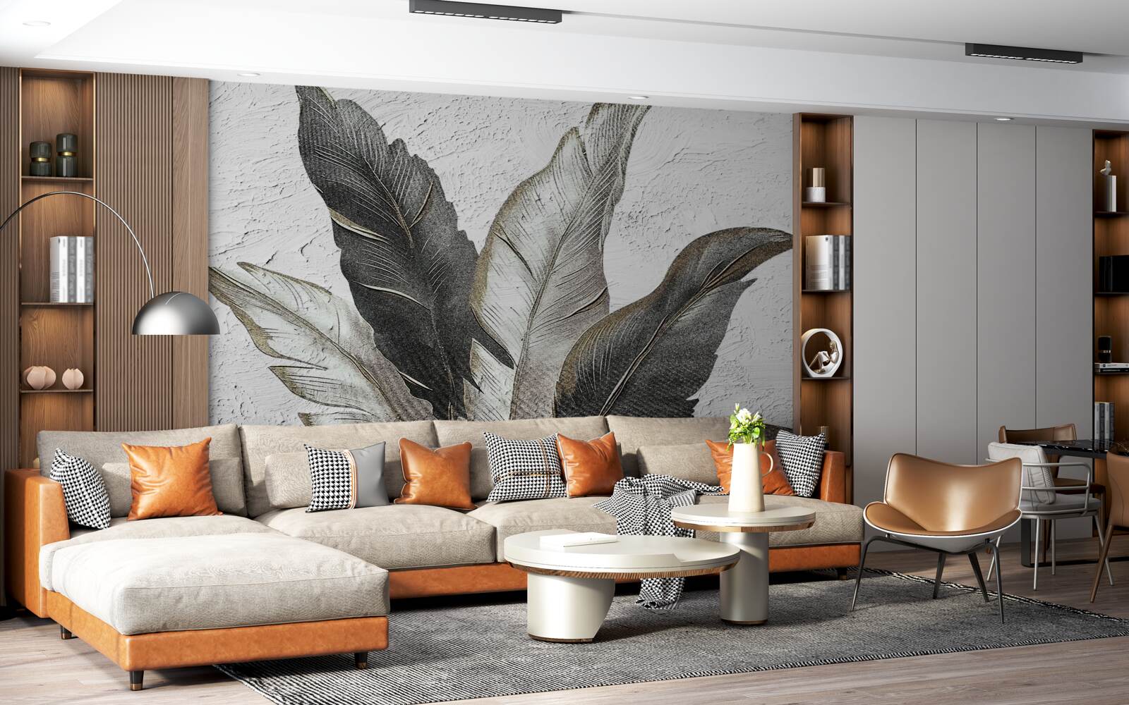 Fototapet frunzele mari sunt verzi și albe