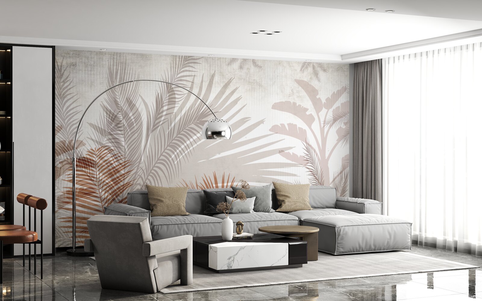 Fototapet frunze tropicale și ferigă